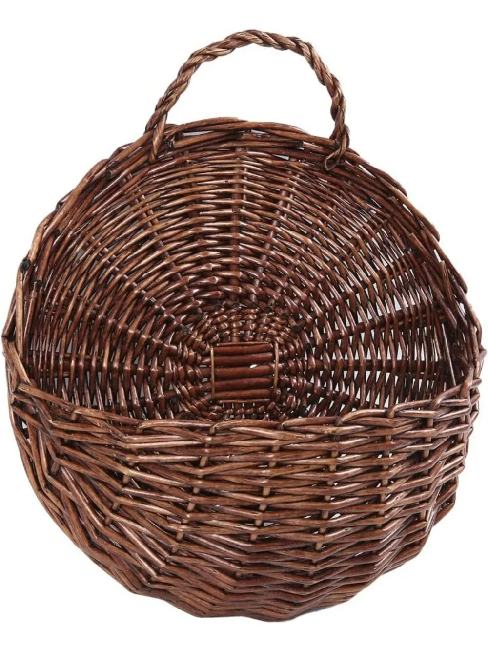 Handmade Woven Wicker Hanging Storage Basket - Rustic Wall Decor for Home